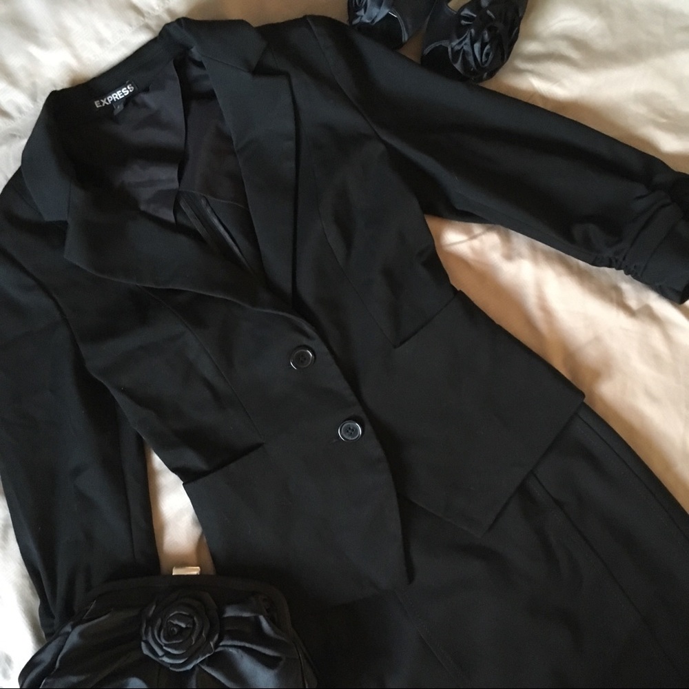 ⬇️ EXPRESS Black 3/4 Sleeve Blazer Sz 0